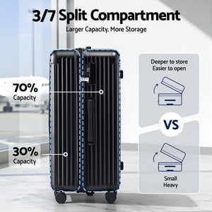32" Trunk Suitcase | 5 Wheels | Type-C Port | TSA Lock | Black