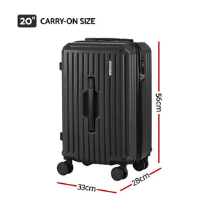 20in Carry On Luggage Suitcase | TSA Lock | Travel Case | Black