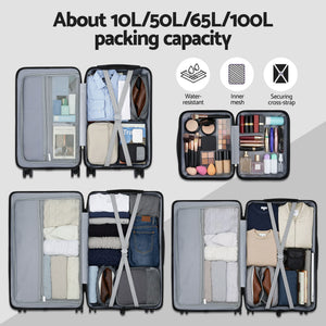 4pc Luggage Suitcase Set | Carry On Travel Cases | TSA Lock | Black