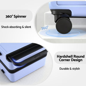 Wanderlite 28" Wide Handle Luggage Suitcase Travel TSA Lock Light Blue