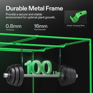 Large Indoor Grow Tent | 122cm x 244cm x 203cm | 600D Oxford | Lightproof Mylar Lined