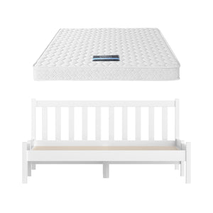 Giselle Double Mattress with Artiss Wooden Bed Frame Natural Pine Timber Base