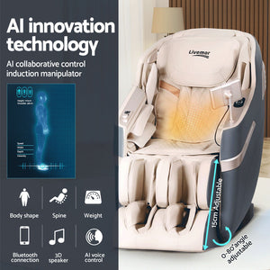 Livemor | 4D Massage Chair | Electric Recliner | Home Massager | Gray Sina