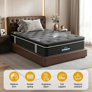 35cm Graphene Memory Foam Mattress | Medium Firm Euro Top | Single