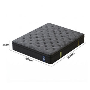 Levitex King Mattress 34 cm 5-Zone Pressure Relief Pocket Spring with Reinforced Edge Support & Breathable Gel Memory Foam Hybrid Mattress