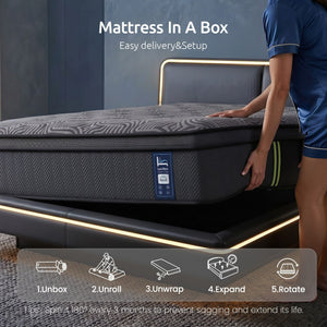 Levitex King Single Mattress 34 cm 5-Zone Pressure Relief Pocket Spring with Reinforced Edge Support & Breathable Gel Memory Foam Hybrid Mattress