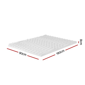 Giselle Bedding Memory Foam Mattress Topper 7-Zone Airflow Pad 8cm Single White