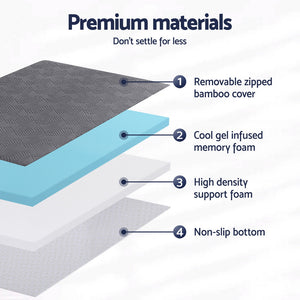 Memory Foam Topper | 8cm | Gel Dual Layer | Bamboo Cover | Single