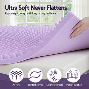 Lavender Memory Foam Topper | 5cm | Egg Crate Design | King