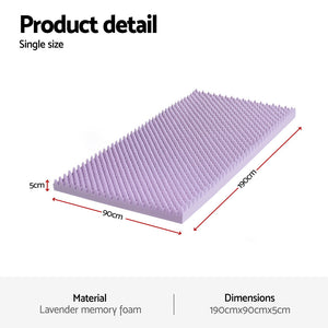 Egg Crate Memory Foam Topper | 5cm | Lavender Infused | Single