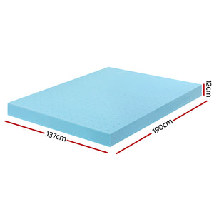 Memory Foam Mattress Topper 12cm | Cool Gel Bamboo Cover | Double Size | Ventilated Foam Design