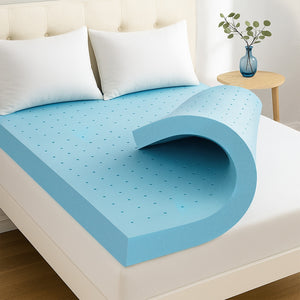 Memory Foam Mattress Topper 12cm | Cool Gel Bamboo Cover | Queen Size | Ventilated Foam Design