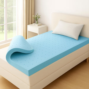 Memory Foam Mattress Topper 12cm | Cool Gel Bamboo Cover | Single Size | Ventilated Foam Design