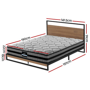 Artiss Metal Bed Frame | Double Size | Platform Base with Mattress