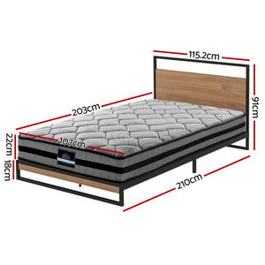 Artiss Metal Bed Frame | King Single Size | Platform Base with Mattress