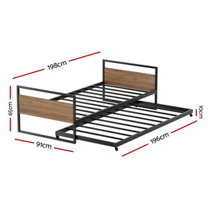 Bed Frame | 2x Single Size | Metal Trundle Daybed | DEAN
