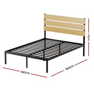 Bed Frame | Double Size | Metal Base | Mattress Platform Foundation | Black | PAULA