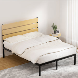 Bed Frame | Double Size | Metal Base | Mattress Platform Foundation | Black | PAULA
