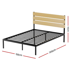 Bed Frame | Queen Size | Metal Base | Mattress Platform Foundation | Black | PAULA