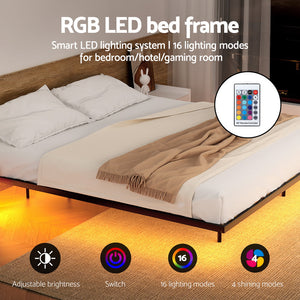 Artiss Bed Frame | King | Floating Metal with LED Lights | Tool-Free | 300KG Capacity