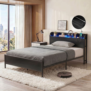Single Bed Frame | Storage Shelf Headboard & Charging Station