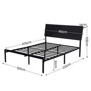 Artiss Bed Frame Queen Size LED Metal Bed Base with Charging Station LAN