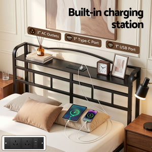 Double Bed Frame | Charging Station Included