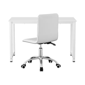 Artiss Computer Desk | 120cm | Executive Office Chair Set | PU Leather | Low Back | White