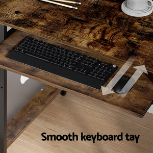 Computer Desk 120cm | Laptop & Study Table with Open Shelf | Brown Finish