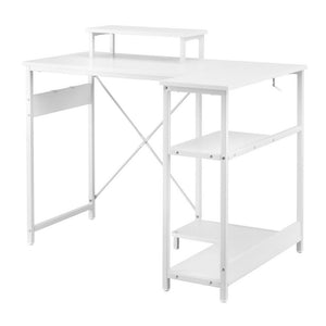 Computer Desk 100cm | L-Shape Home Office Table with Open Shelves | White