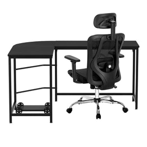 Artiss Office Set | L-Shape Corner Desk + Ergonomic Mesh Chair | Study or Home Office