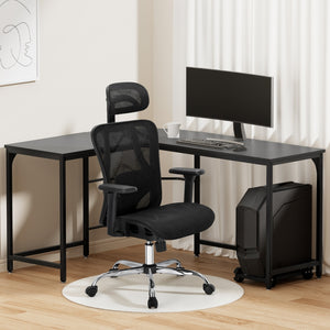 Artiss Office Set | L-Shape Corner Desk + Ergonomic Mesh Chair | Study or Home Office