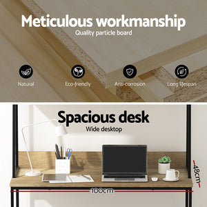 Computer Desk | Bookshelf Storage | 100CM | Oak