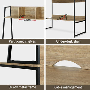 Computer Desk | Bookshelf Storage | 100CM | Oak