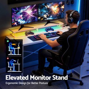 L-Shaped Gaming Desk | 140cm | LED Lights & Power Outlets