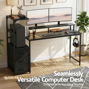 L-Shaped Gaming Desk | 145cm | LED Lights & Power Outlets