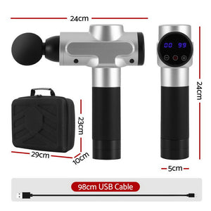 Everfit Massage Gun | 30 Speed | 6 Heads | Rechargeable | Silver