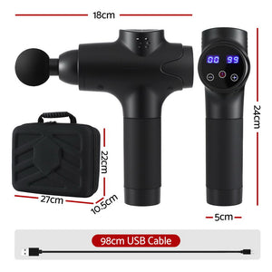 Everfit Massage Gun | 30 Speed | 8 Heads | Rechargeable | Black