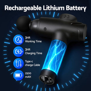 Everfit Massage Gun | 30 Speed | 8 Heads | Rechargeable | Black