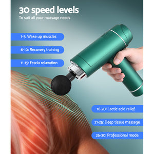 Massage Gun | 30 Speed | 6 Heads | Vibration Muscle Massager | Chargeable | Green