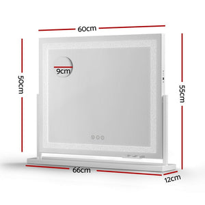 Vanity Mirror with Lights | 60x50cm | 360° Rotating | Crystal LED