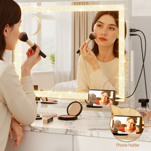 Vanity Mirror with Lights | 60x50cm | 360° Rotating | Crystal LED