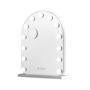 Makeup Mirror 40x50cm | Dressing Table Vanity Mirror | LED Bulb Lights | 5x Magnification | White Arch Design