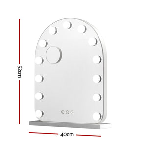 Makeup Mirror 40x50cm | Dressing Table Vanity Mirror | LED Bulb Lights | 5x Magnification | White Arch Design