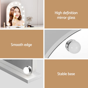 Makeup Mirror 40x50cm | Dressing Table Vanity Mirror | LED Bulb Lights | 5x Magnification | White Arch Design