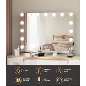 Bluetooth Makeup Mirror | 58x46cm | Hollywood Vanity Mirror with LED Light Wall