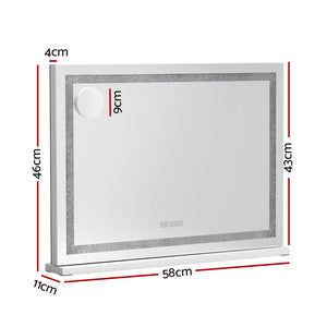 Bluetooth Makeup Mirror | 58x46cm | Hollywood Vanity | With LED Light | Crystal