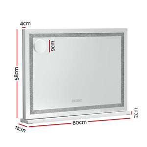 Embellir Bluetooth Makeup Mirror | 80x58cm | Hollywood Vanity with LED Light | Crystal