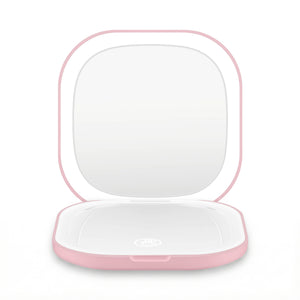 Embellir LED Compact Mirror Lighted Travel Makeup Mirror Pocket-Sized 1x 10x Magnification Square Pink
