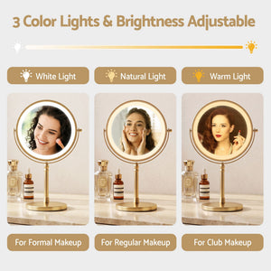Embellir Lighted Makeup Mirror Rotation 10X Magnifying Double Sided Tabletop Gold